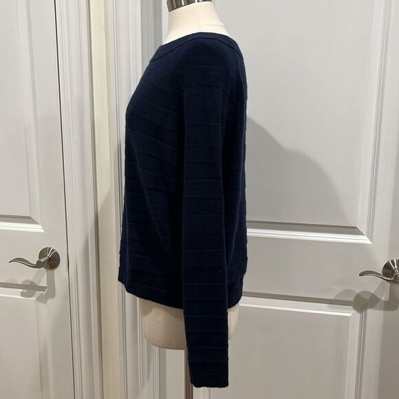 J CASHMERE 100% Pure Cashmere Horizontal Rib Boatneck Raglan Sweater Size Large - Picture 10 of 16